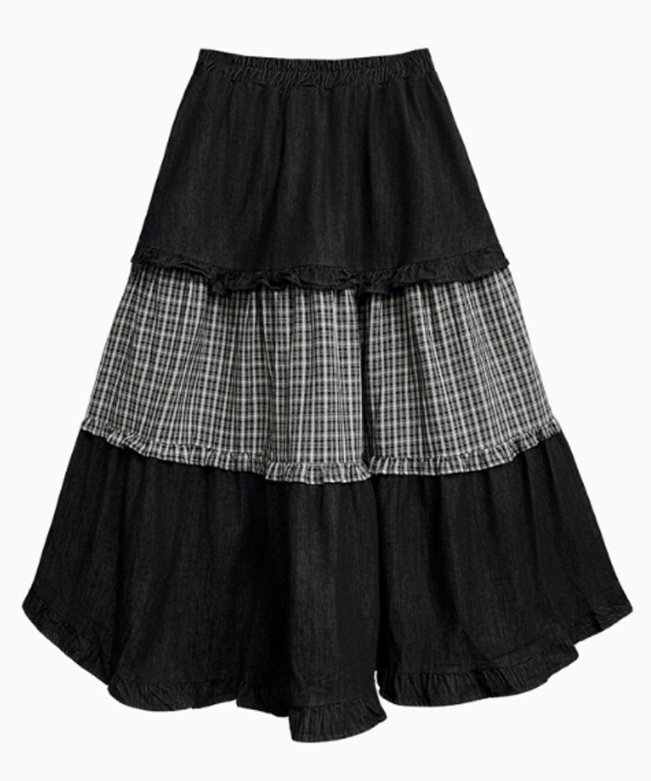 Check Layer Tier Skirt