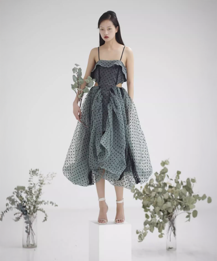 Hollow Waist Polka Dot Tutu Dress