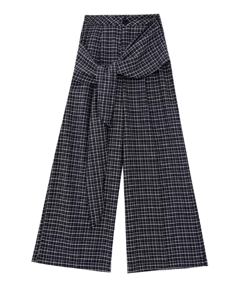 Grid Wrap Wide Pants