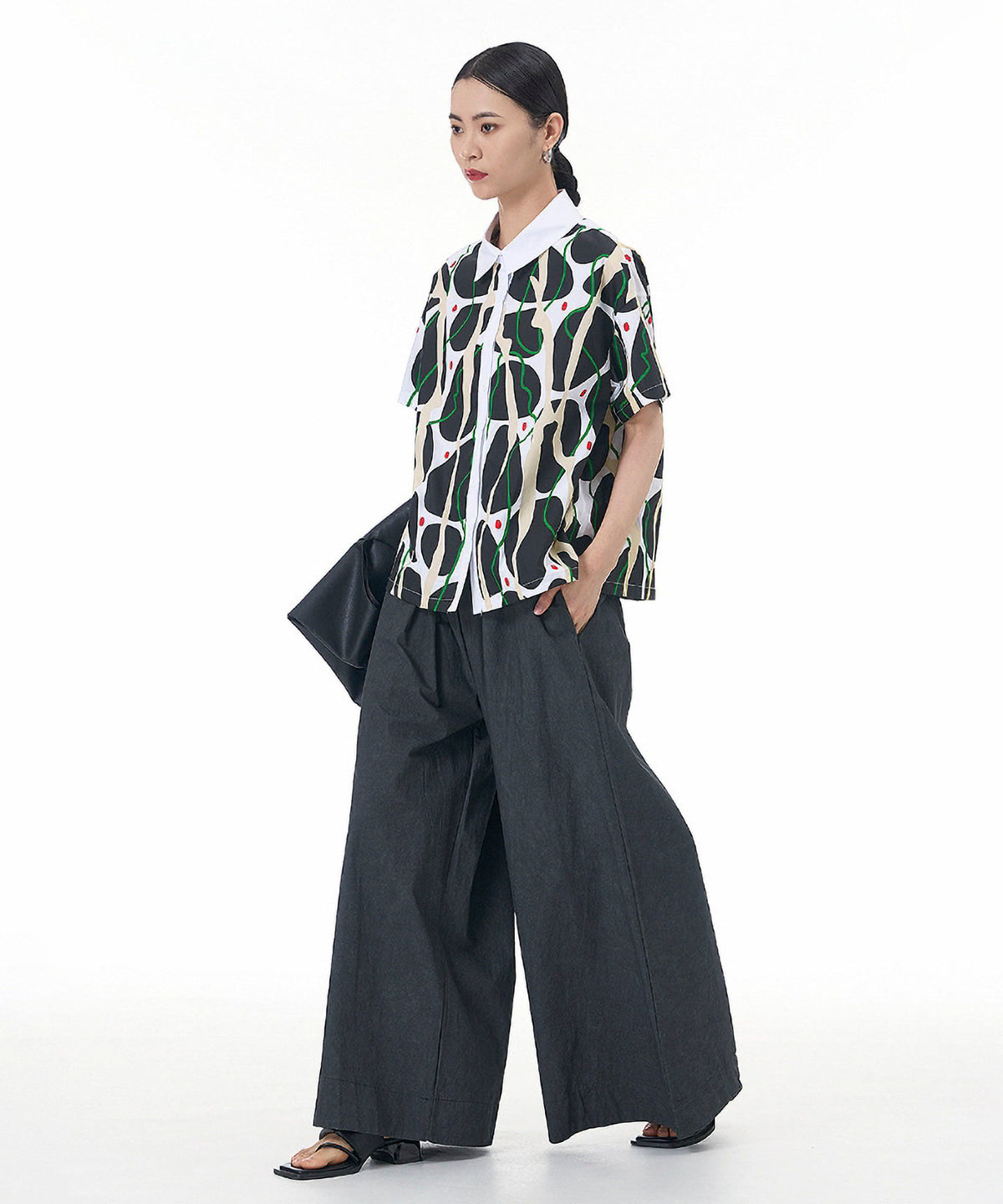 Contrasting Print Blouse