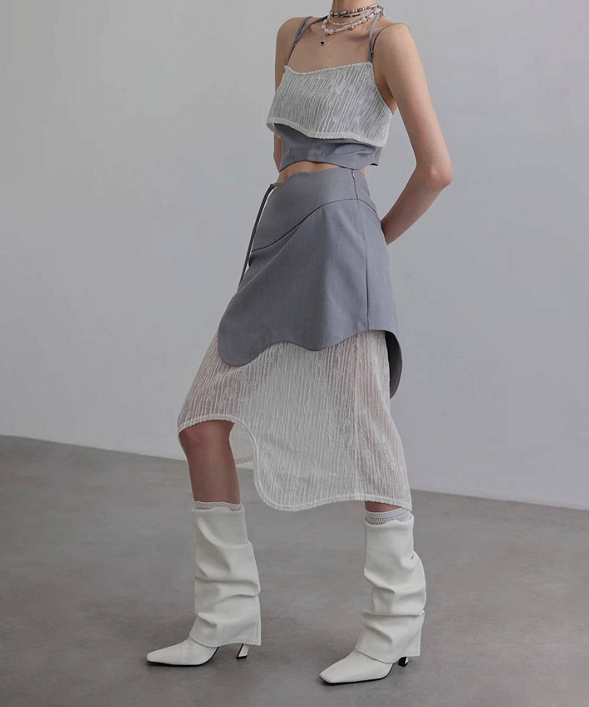 Wave Line Patchwork Skirt