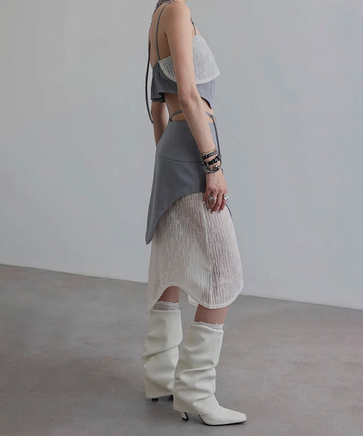 Wave Line Patchwork Skirt