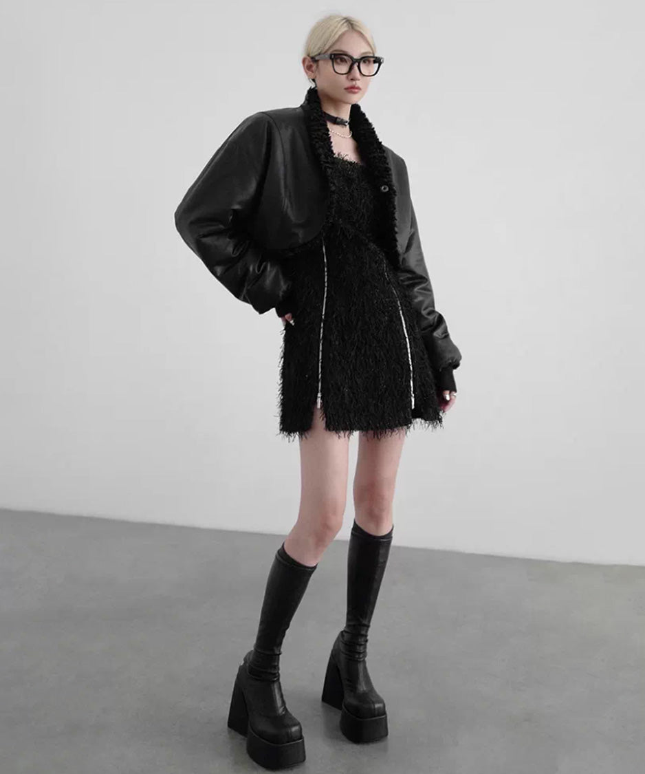 Reversible Fleece Cropped Jacket