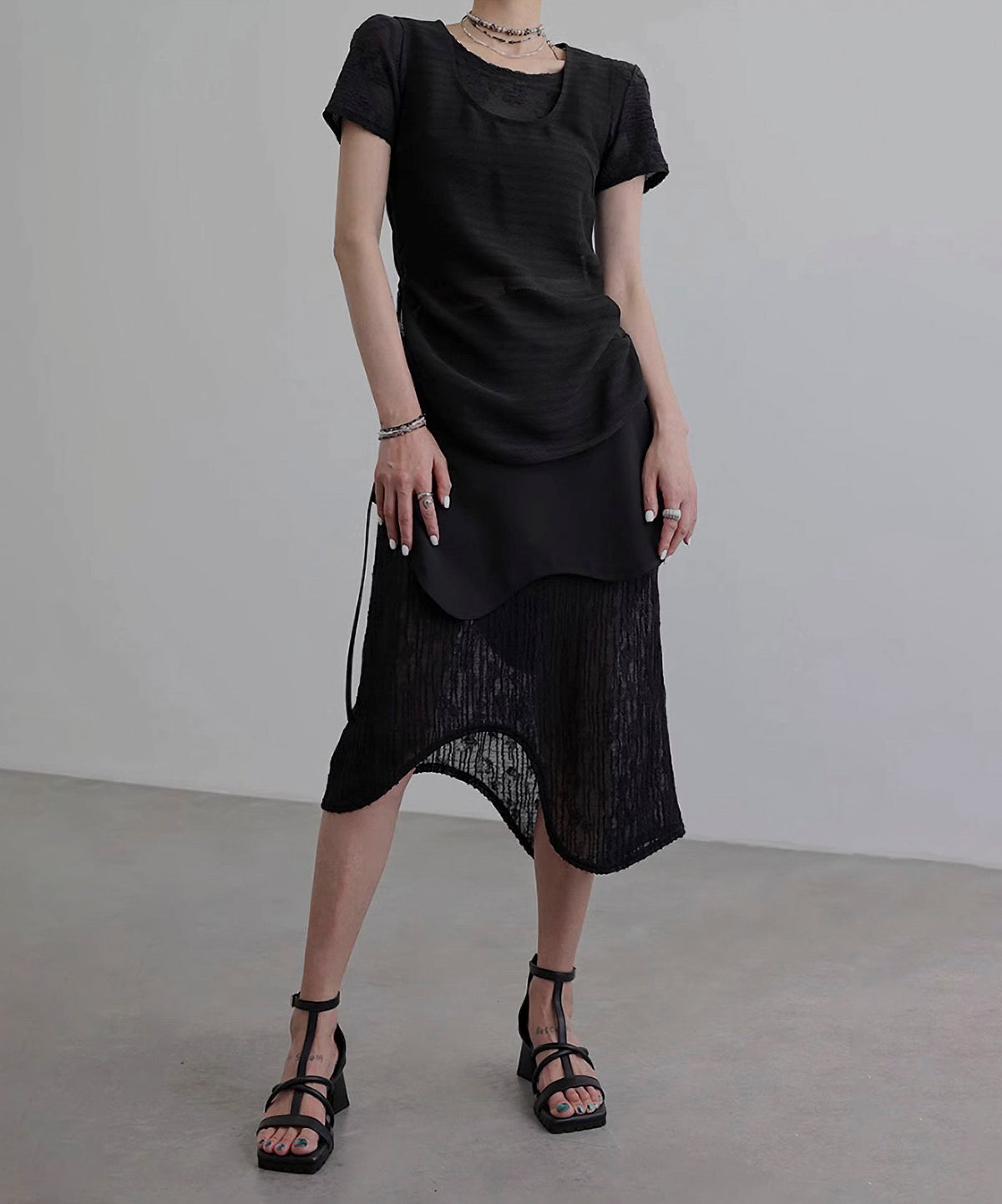 Wave Line Patchwork Skirt