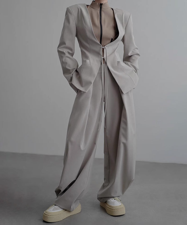 Side High Waist Tuck Pants