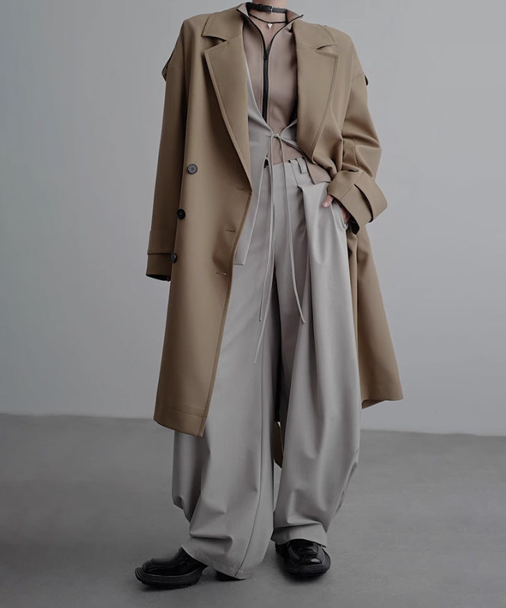 Side High Waist Tuck Pants