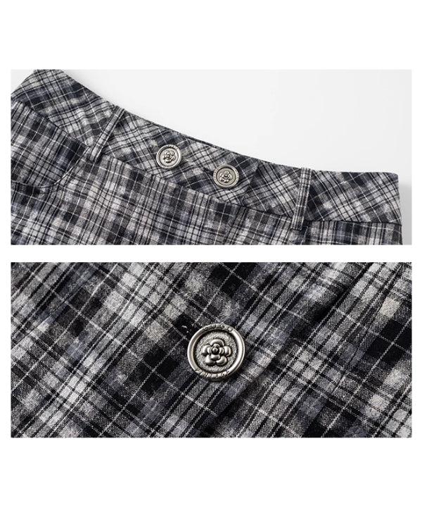 Vintage Check Slit Skirt