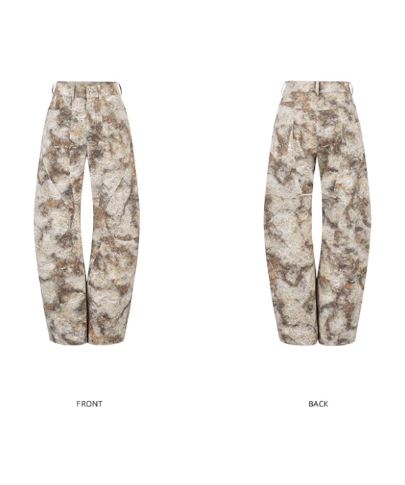 Marbled Wide Cargo Pants