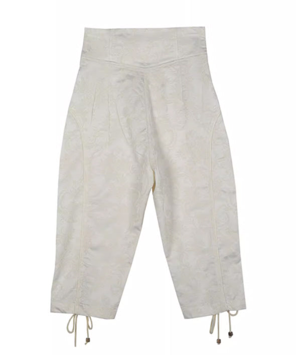 Ornate Lace-Up Cropped Pants