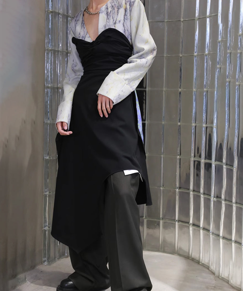 Vertical Pleated Tube Top Dress