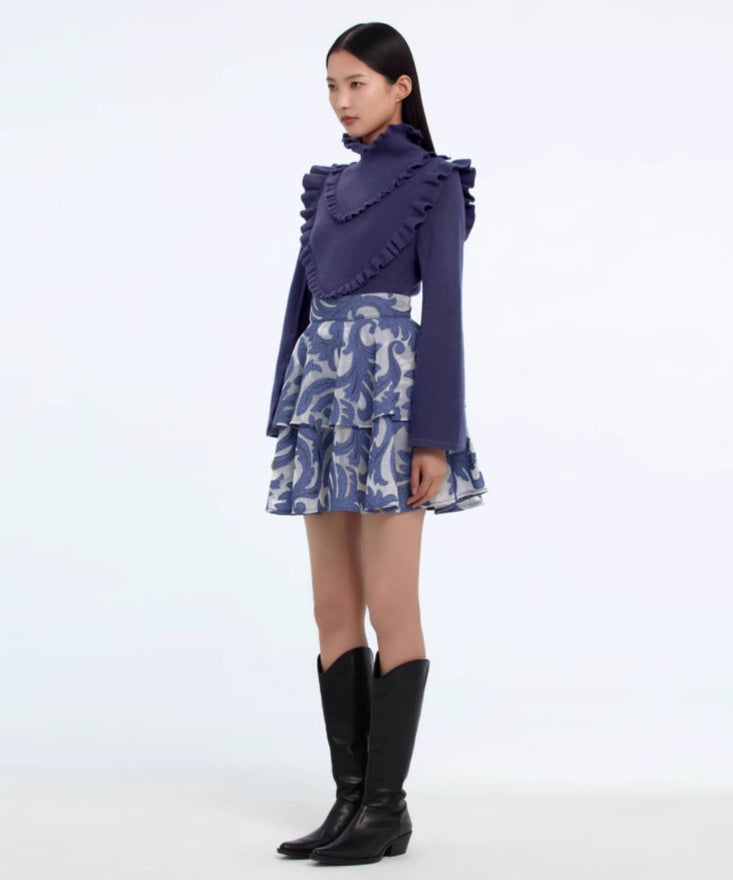 Vintage Jacquard Tiered Skirt