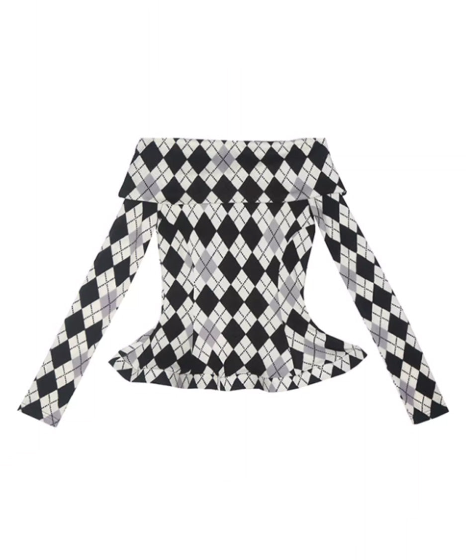 Argyle OffShoulder Fit Top