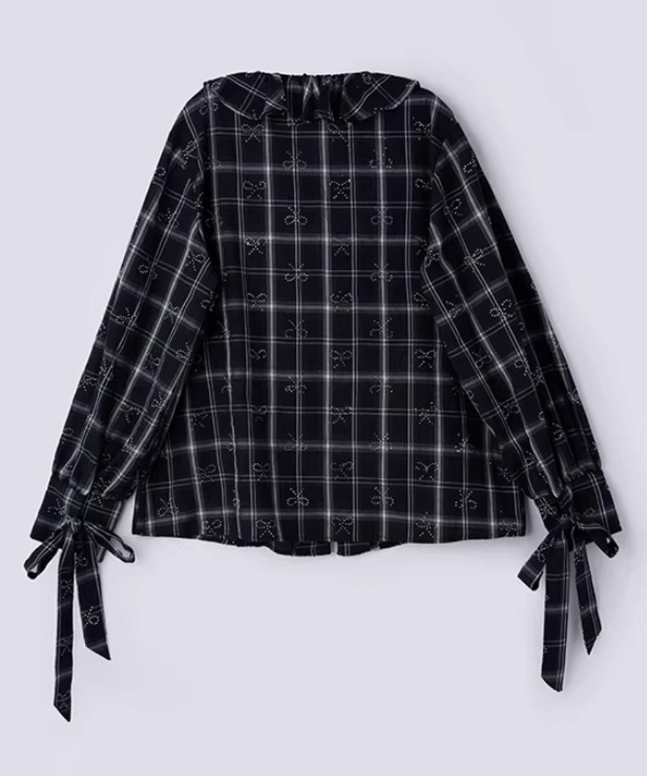 Ribbon Check Frill Blouse＆Tiered Skirt Co-ord