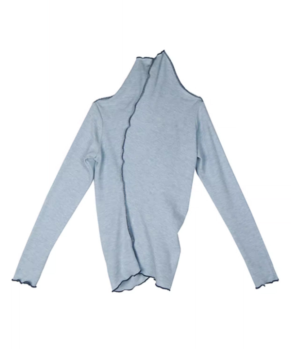 Ruffle Spiral Highneck Top