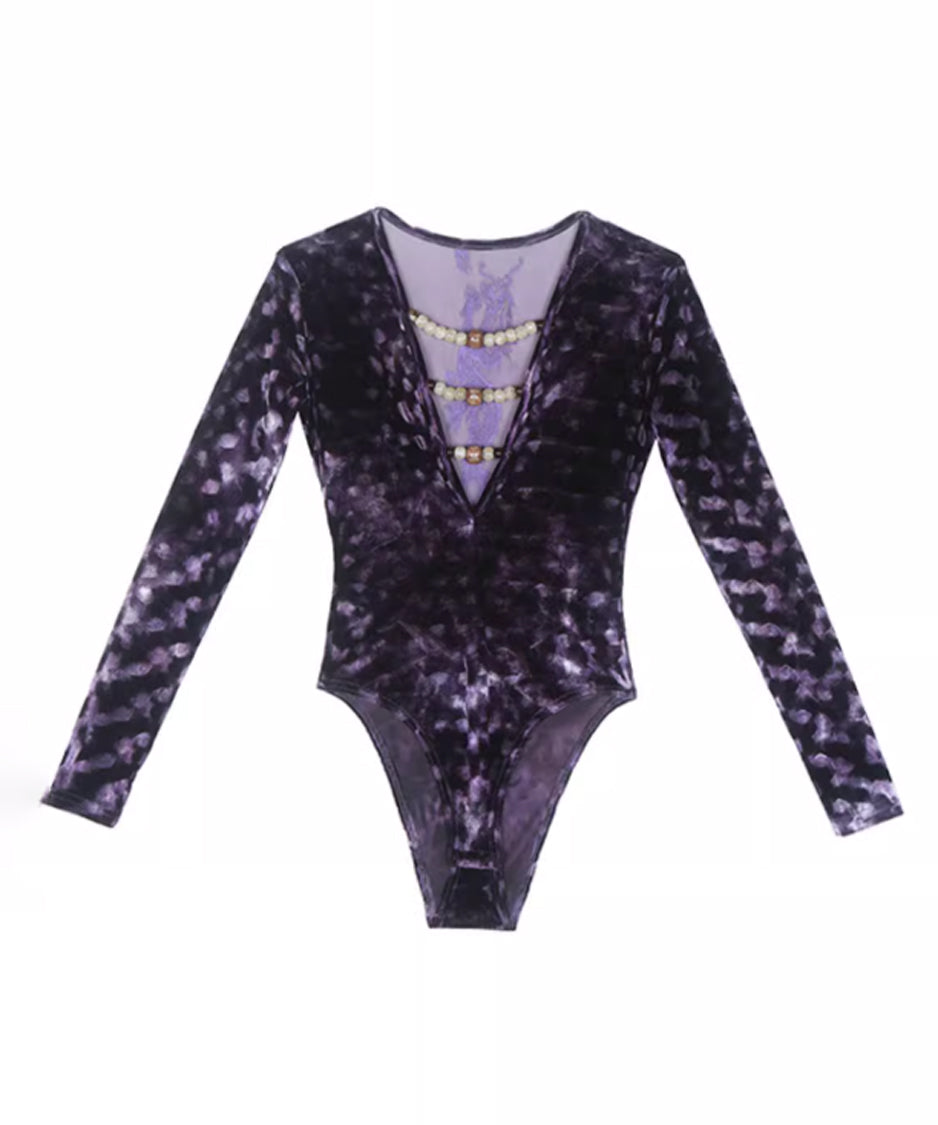 Beaded Low V-neck Hollow Jumpsuit