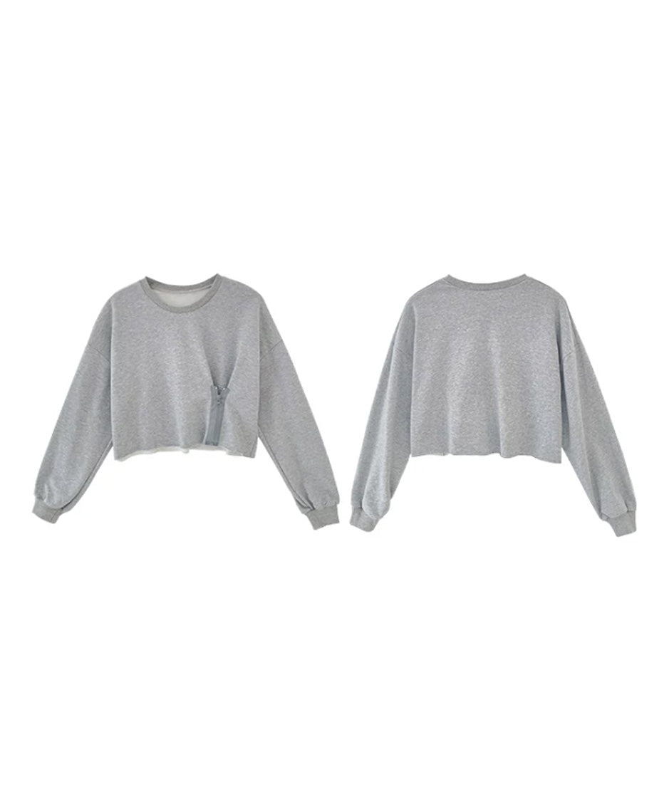 Zip Detail Cropped Sweatshirt
