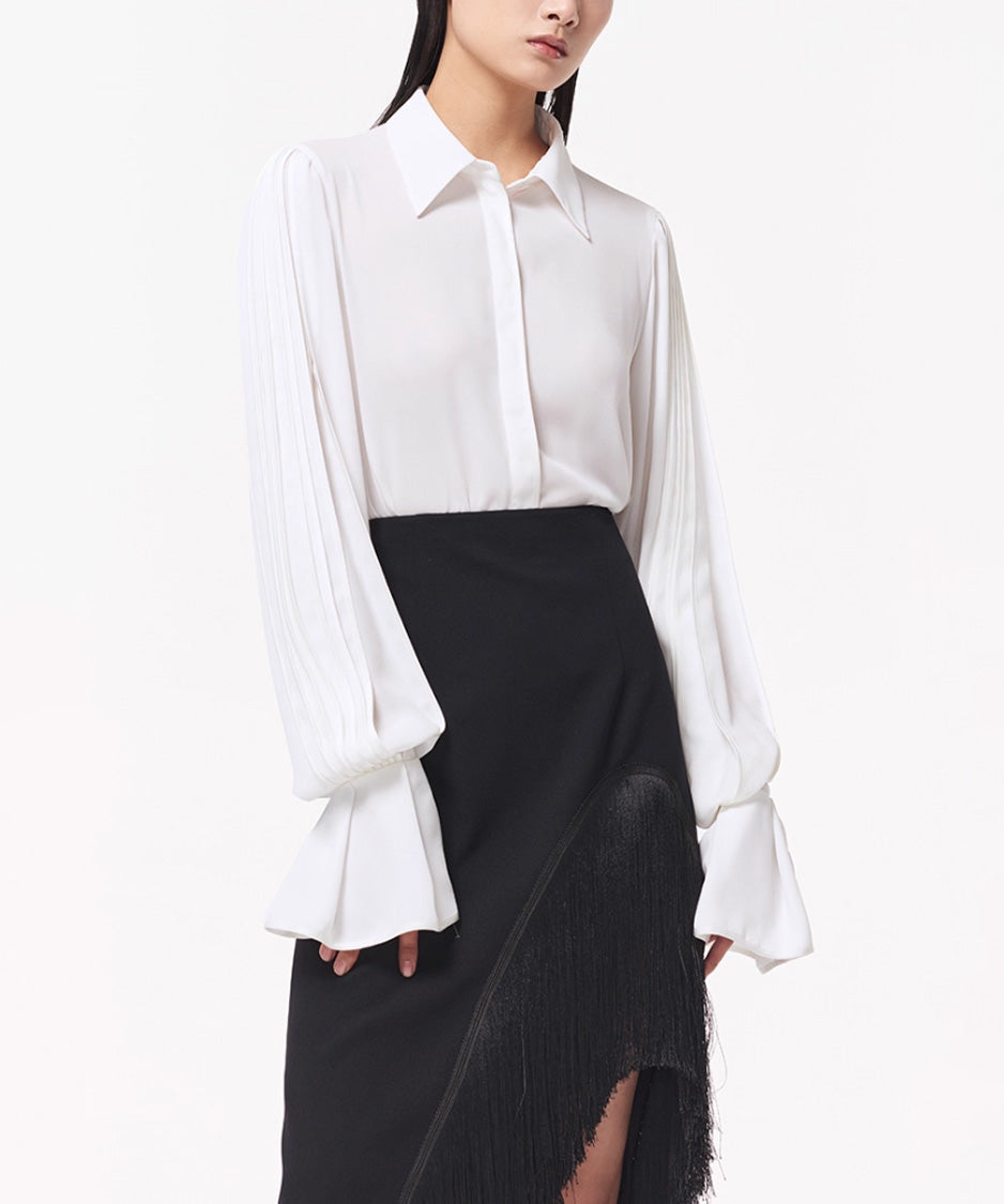 Pleated Sleeve Volume Blouse