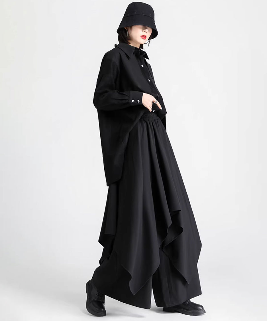 Draped Wide Leg Pants