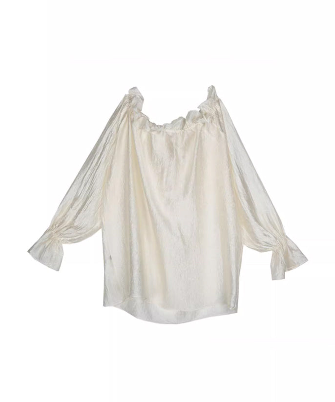 Frill Off-Shoulder Sheer Top