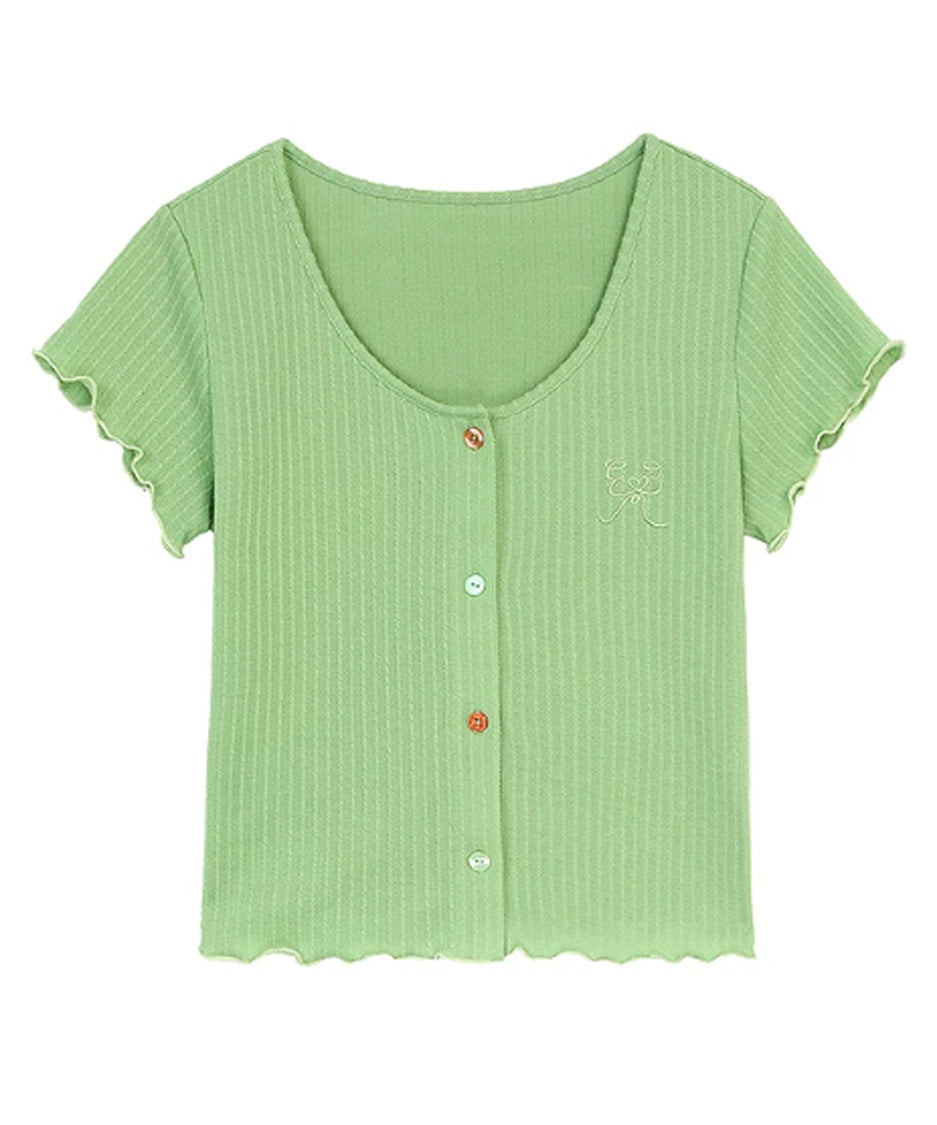 Mellow Rib Button Top