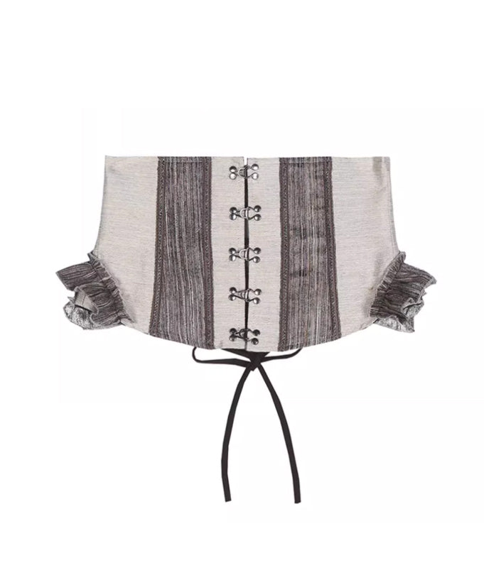 Layered Frill Lace-Up Corset Belt