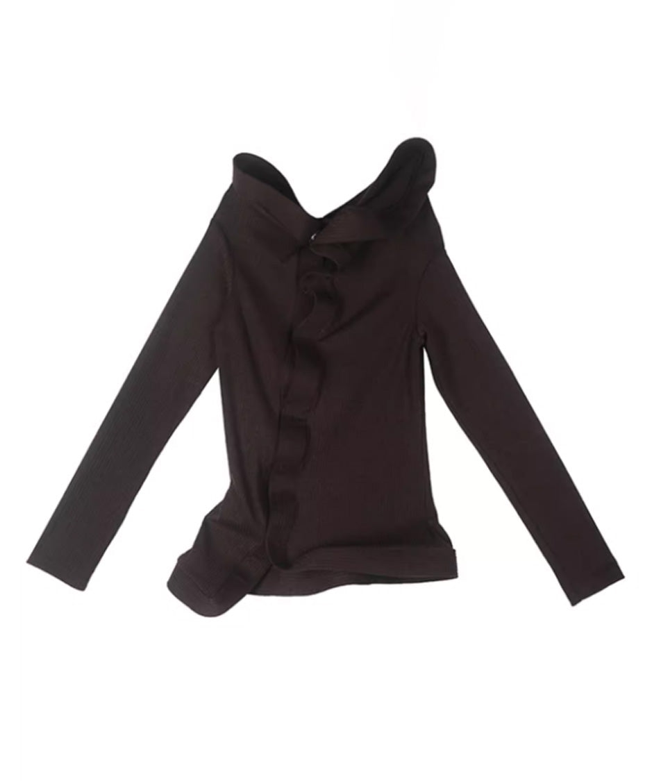 Sculptural Drape Collar Top