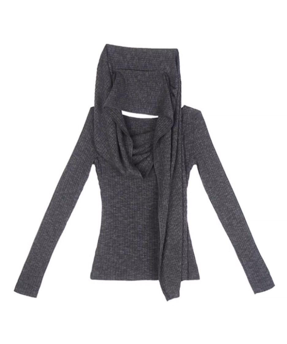Hooded Rib Drape Top