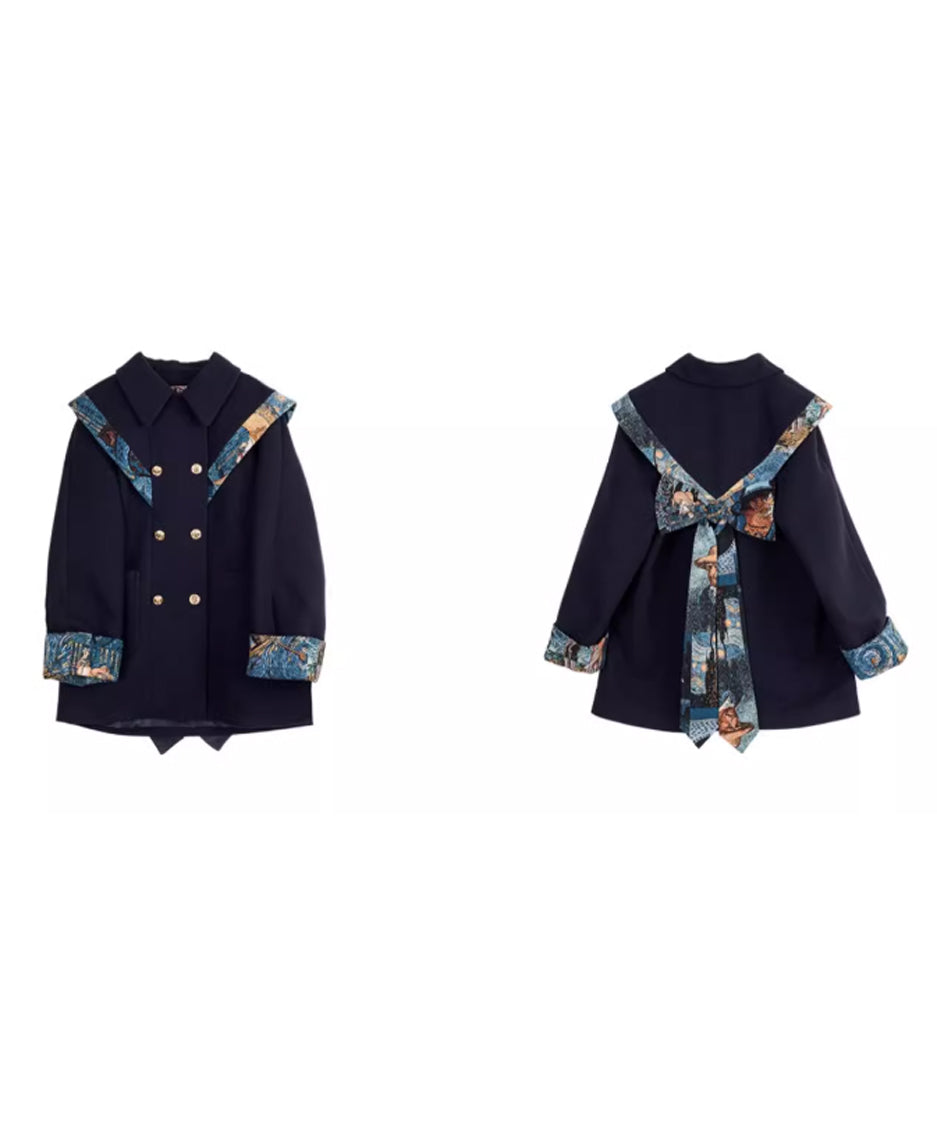 Jacquard Ribbon Cloud Shoulder Coat