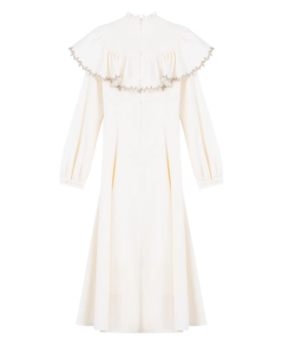 Lace Trim Cape Corset Long Dress