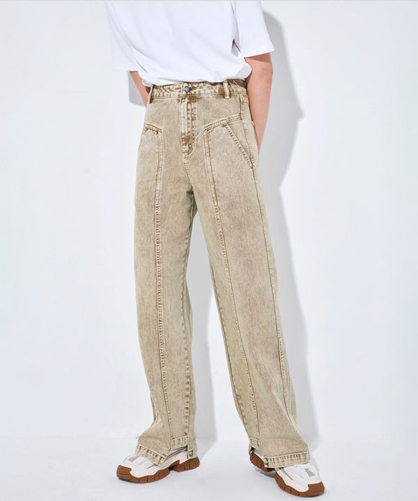 Washed Panel Denim Pants