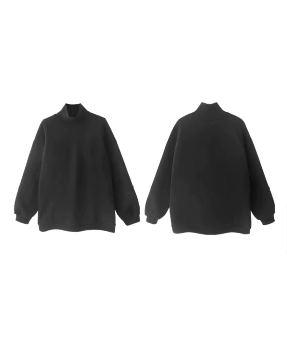 Panel Sleeve High Neck Sweatshirt