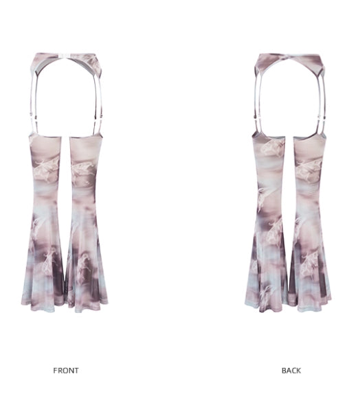 Mesh Suspender Flared Pants