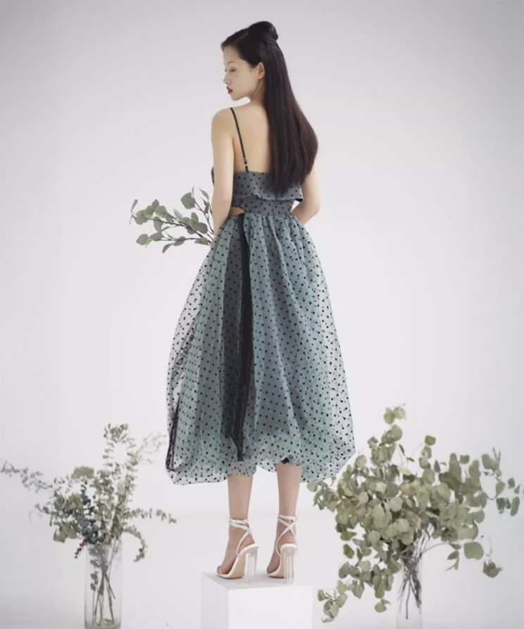 Hollow Waist Polka Dot Tutu Dress