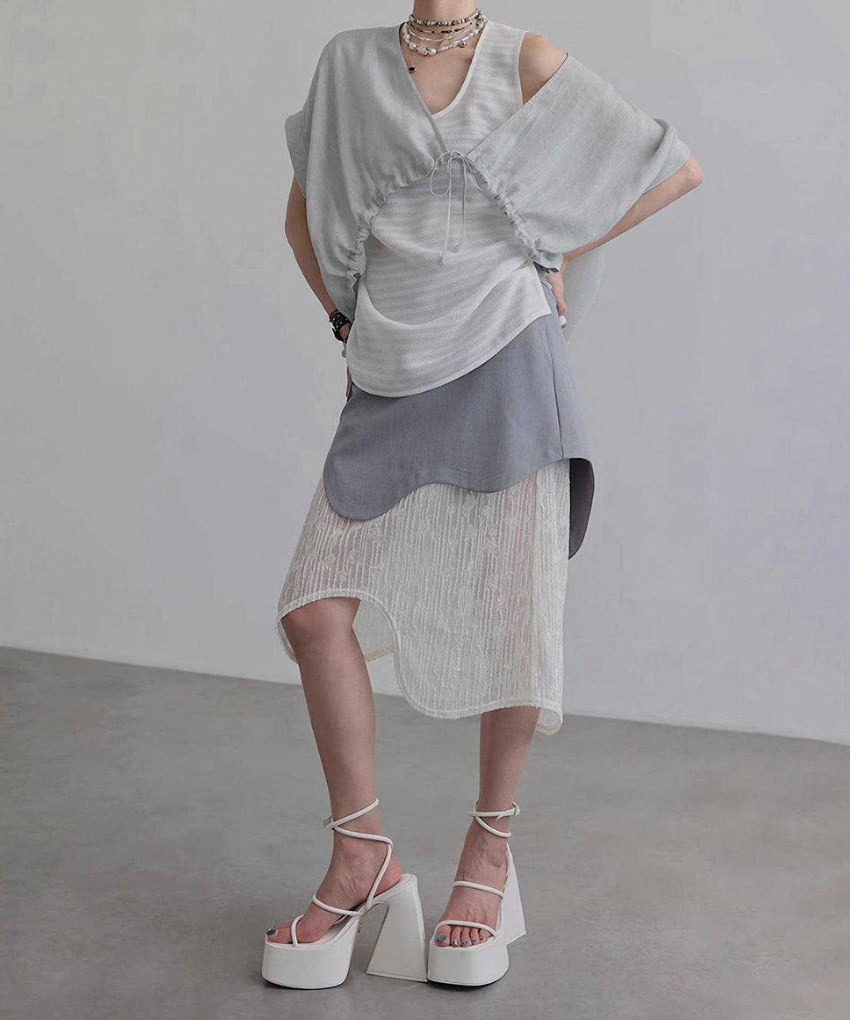 Wave Line Patchwork Skirt