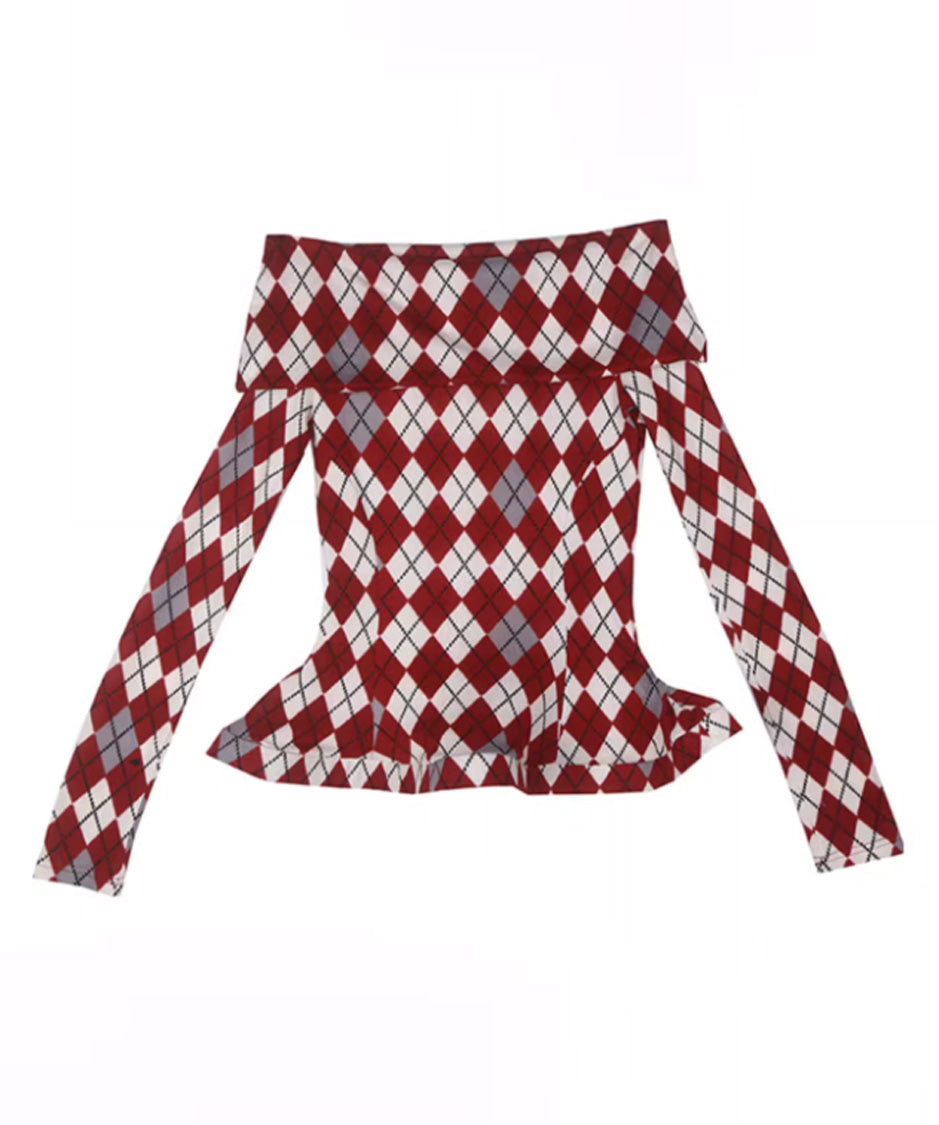 Argyle OffShoulder Fit Top