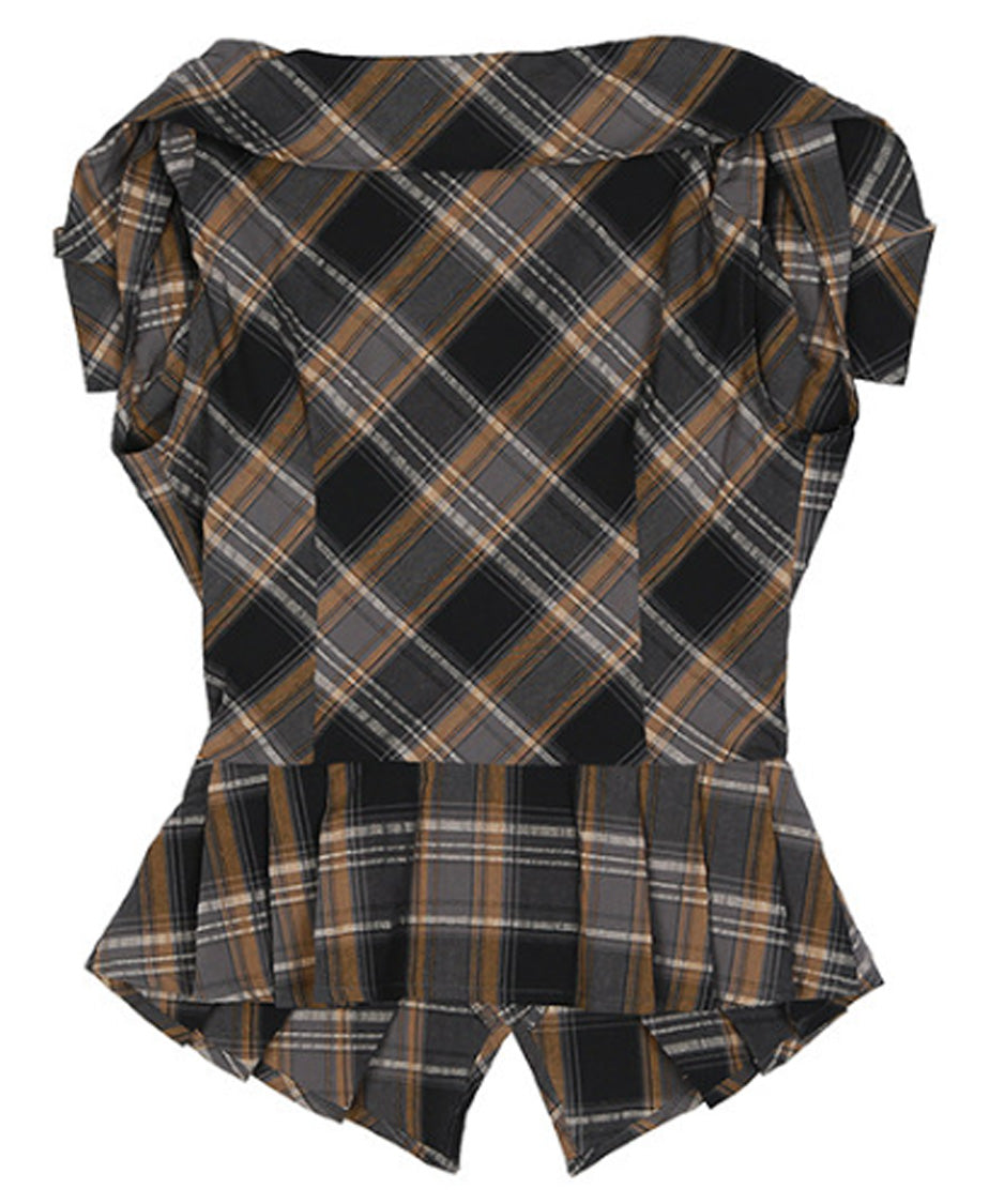 Plaid Edge Frill Blouse