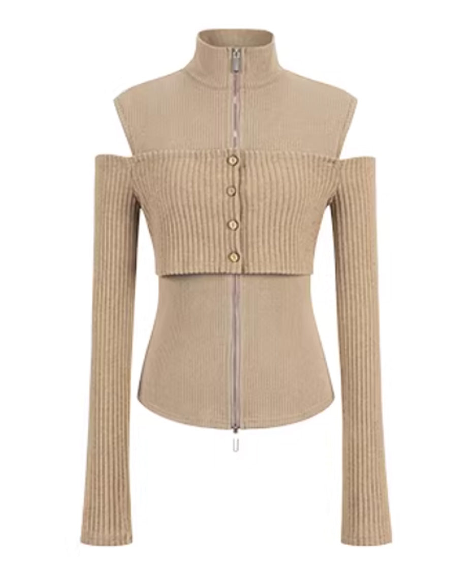 Layered Zip Rib Top