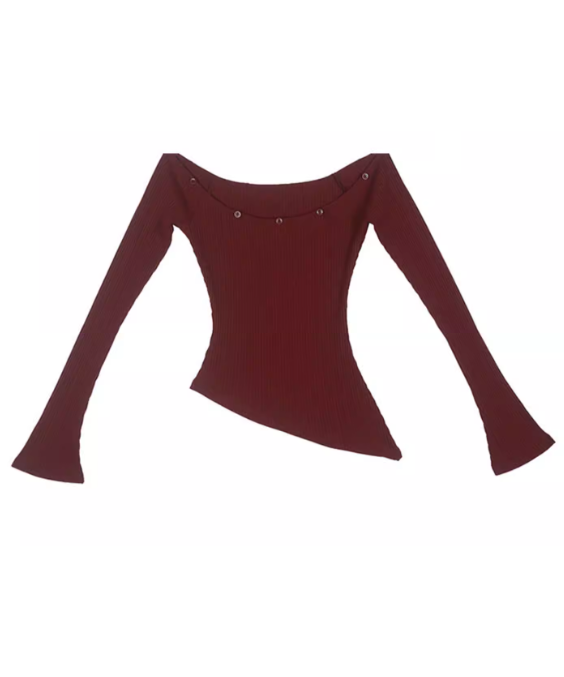 Feather Trim Offshoulder Knit Top