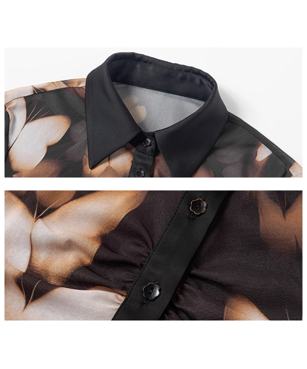 Sheer Flared Hem Shirt