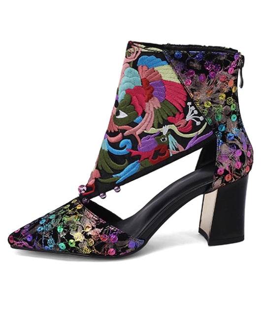 Ornate Sequin Tapestry Heels