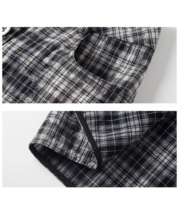 Vintage Check Slit Skirt