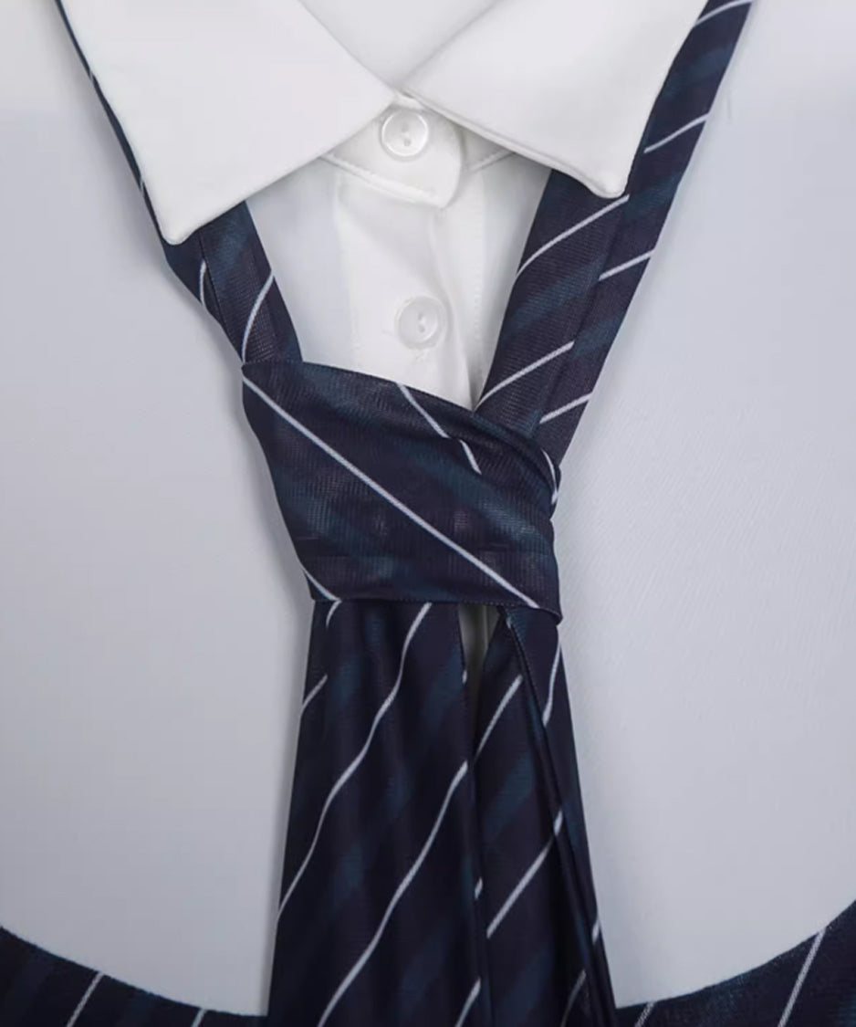 Diagonal Striped Tie Blouse
