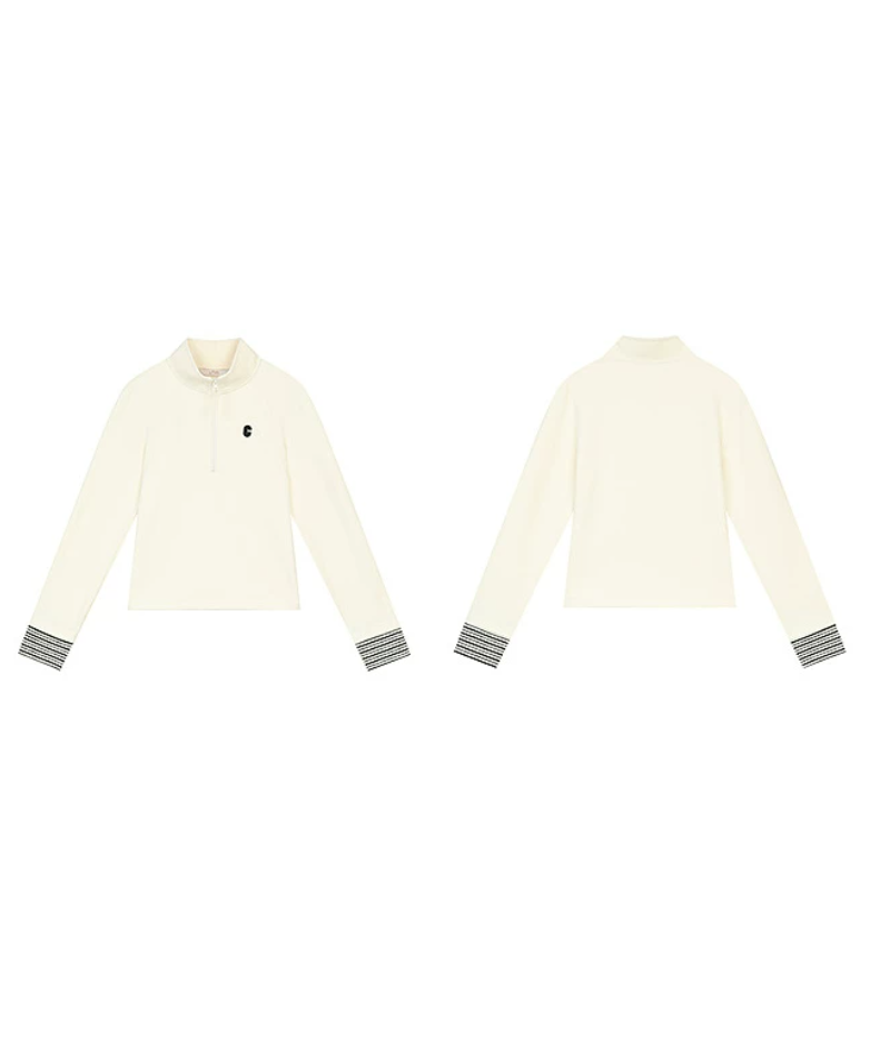 Cream Line Zip Top
