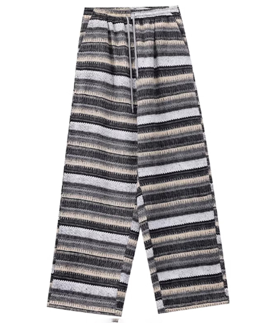 Brush Stripe Knit Wide Pants