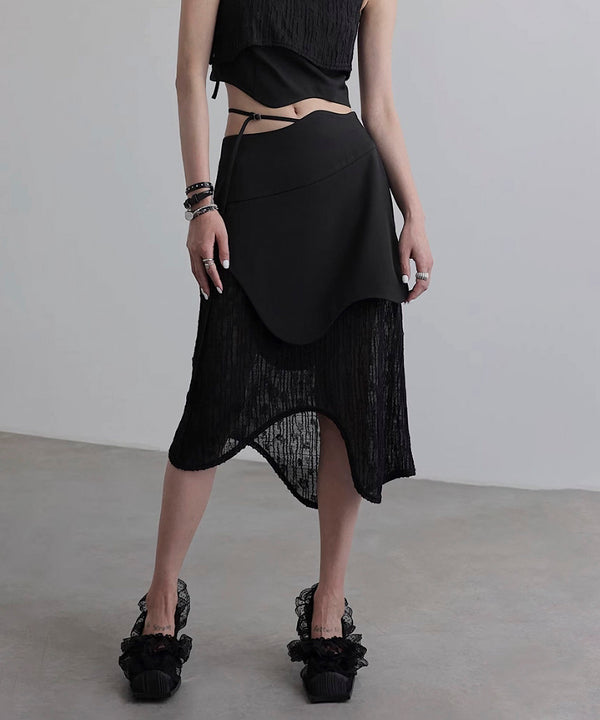Wave Line Patchwork Skirt
