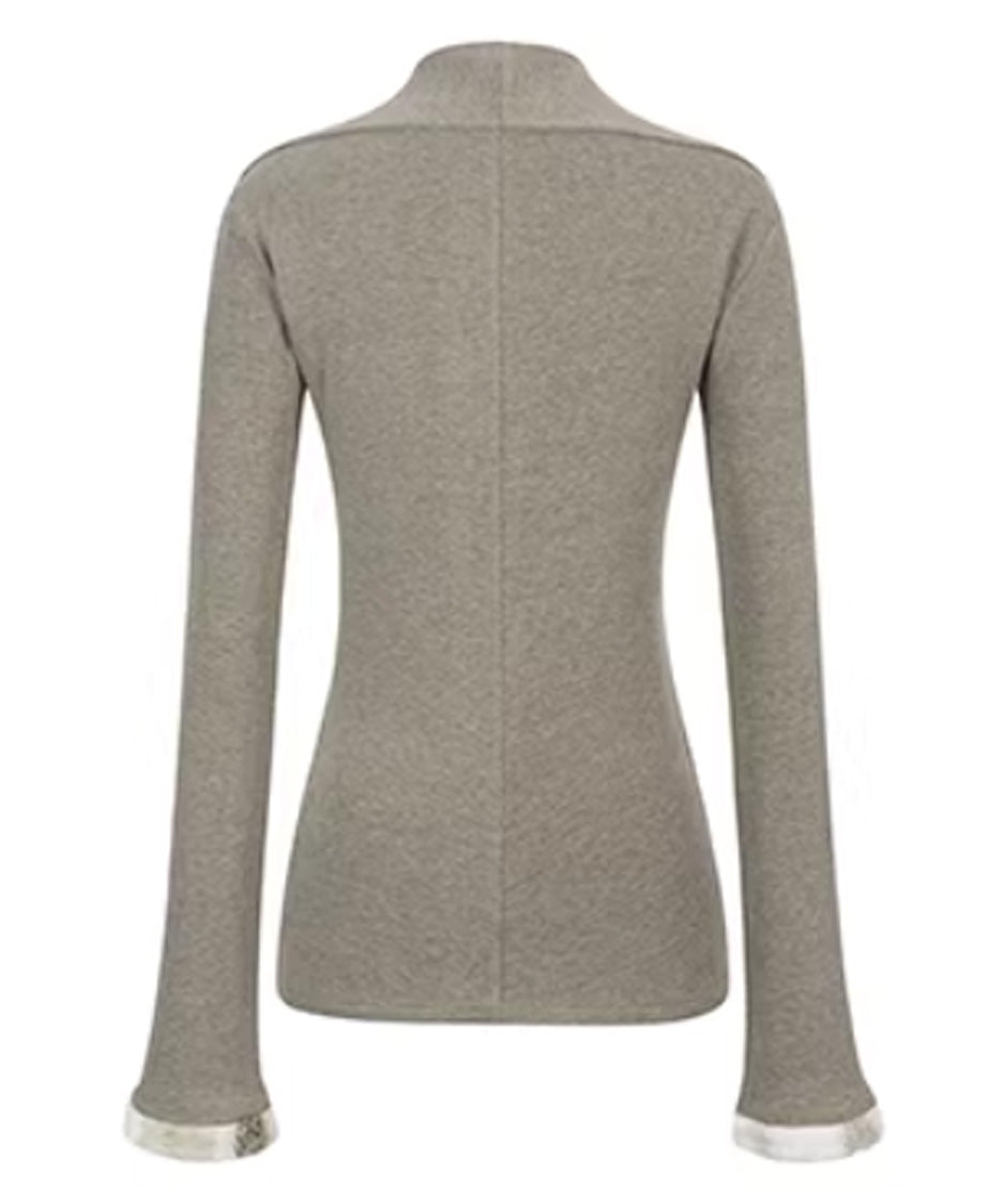 Fur Trim Gather Line Top