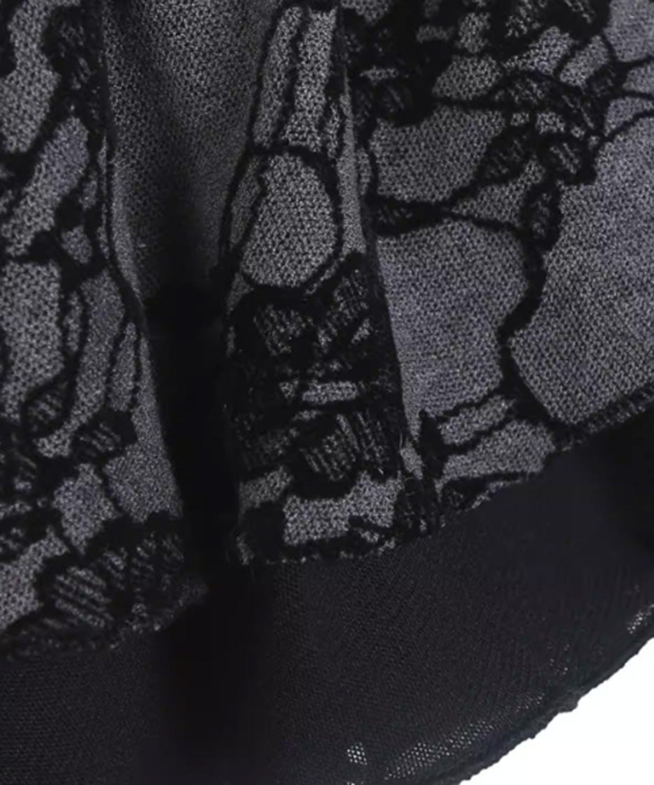 Lace Veil Ruffle Maxi Dress