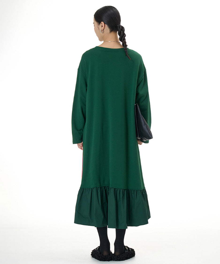 Panel Mix Hem Ruffle Dress