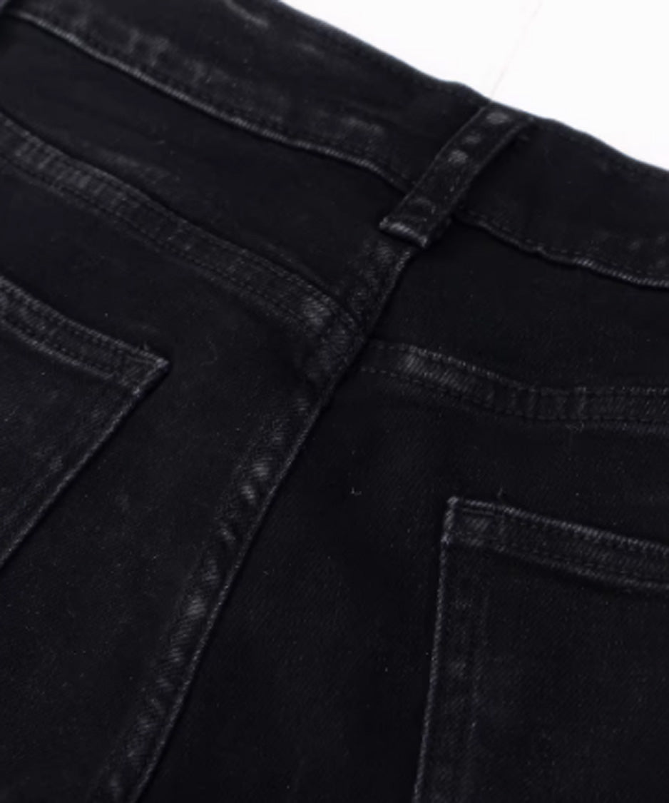 Wrap Layer Lace-Up Flare Denim Pants