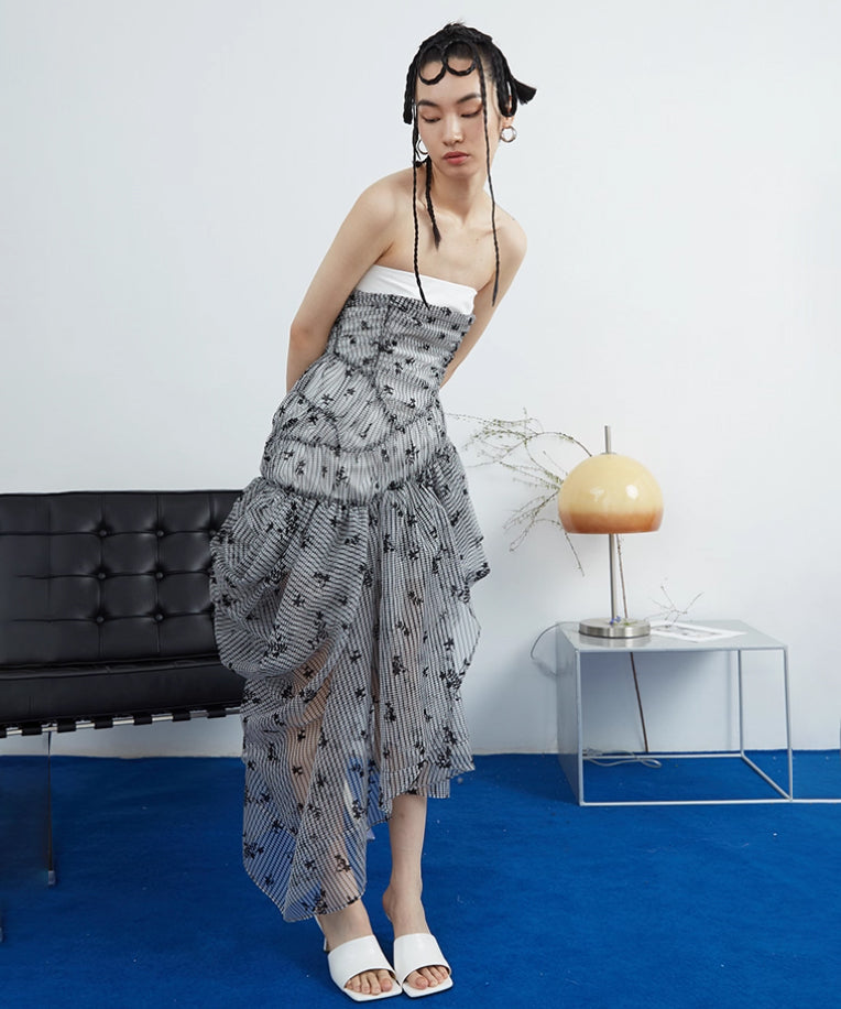 Layered Ruched Strapless Dress